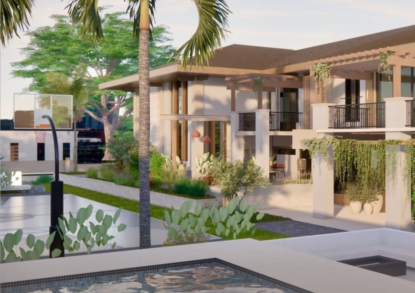 Concept render of a villa beside a pool